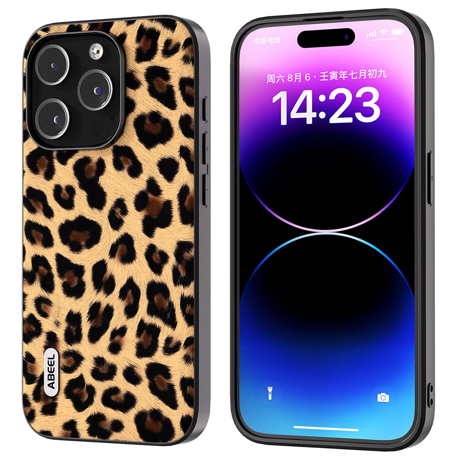 Ochranné pouzdro na telefon ABEEL pro iPhone 15 Pro Leopardí vzor PU kůže TPU zadní kryt PC Ochranné pouzdro na telefon ABEEL pro iPhone 15 Pro Leopardí vzor PU kůže TPU zadní kryt PC